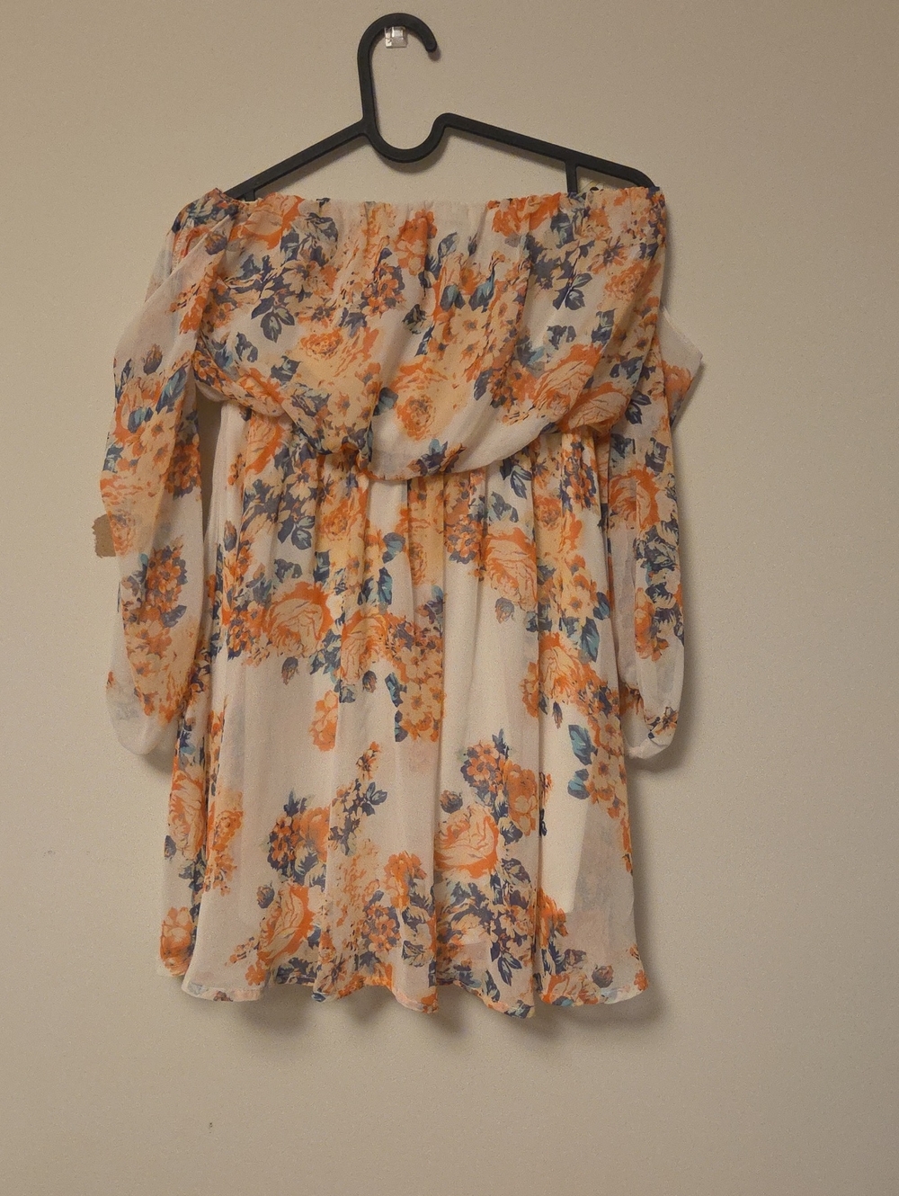 Sequin Hearts Cream Top with Orange & Blue Floral Accents